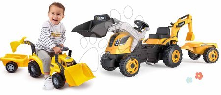 Voitures à pédales pour enfants et accessoires - Set de tracteur à pédales et de trottinette avec chargeur Builder Max Tractor Smoby - 5