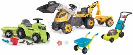 Vehículos de pedales para niños sets - Set traktor na šliapanie a kosačka so zvukom Builder Max Tractor Smoby - 6