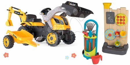 3 - 6 years - Set tractor for pedaling and play wall with 6 activities Builder Max Tractor Smoby