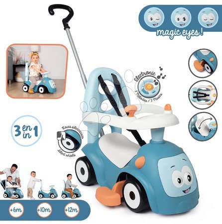 Babytaxiuri de la 6 luni - Set babytaxiu extensibil cu sunete Maestro Ride-On Blue 3in1 Smoby  - 9