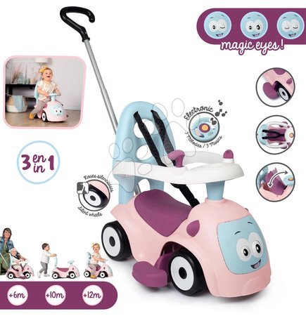 Rutschfahrzeuge ab 6 Monaten  - Rutschfahrzeug erweitbar Maestro Ride-On Pink 3in1 Smoby - 5