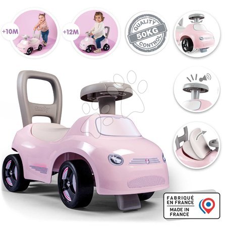 Fahrzeuge für Kinder - Das sportliche Rutschauto und die Lauflernhilfe mit funktionellem Horn 2in1 Auto Ride On Pink Smoby