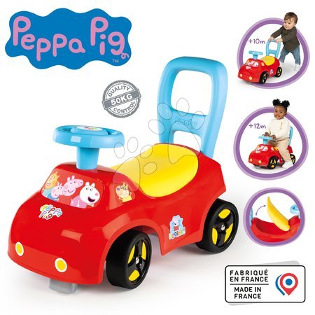 Fahrzeuge für Kinder - Rutschauto und Lauflernhilfe 2in1 Peppa Pig Auto Ride On Smoby