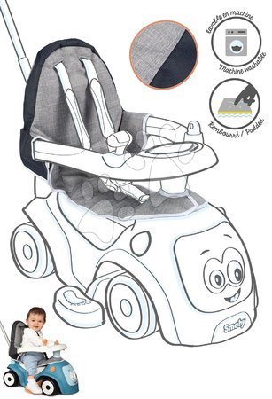 Babytaxiuri de la 6 luni - Set babytaxiu extensibil cu sunete Maestro Ride-On Blue 3in1 Smoby  - 21