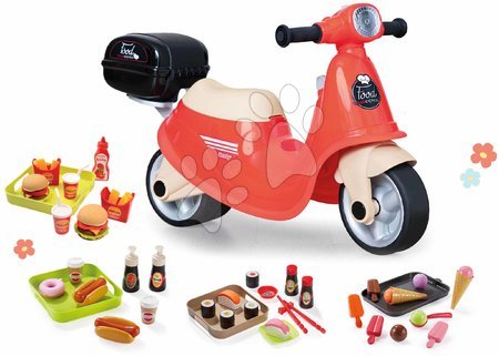 Toys for children from 1 to 2 years - Set odrážadlo Donáška jedla so sushi Scooter Food Express Smoby 