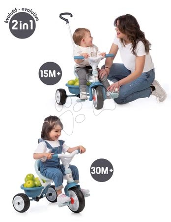 Tříkolky od 15 měsíců - Tříkolka s volnoběhem Be Move Tricycle Blue Smoby - 21