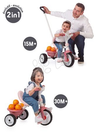 Tříkolky od 15 měsíců - Tříkolka s volnoběhem Be Move Tricycle Pink Smoby - 18