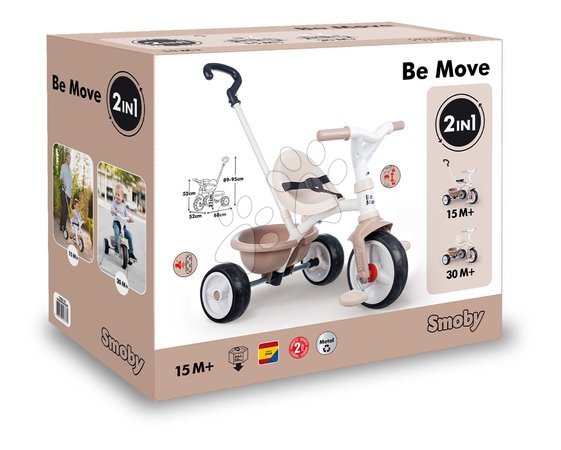 Triciklik 15 hónapos kortól - Tricikli szabadonfutó Be Move Tricycle Beige Smoby - 6