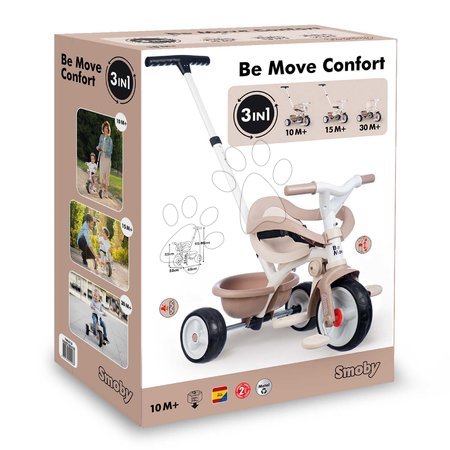 Triciclete de la 10 luni - Tricicletă cu funcție de rulare liberă Be Move Comfort Tricycle Beige Smoby - 7