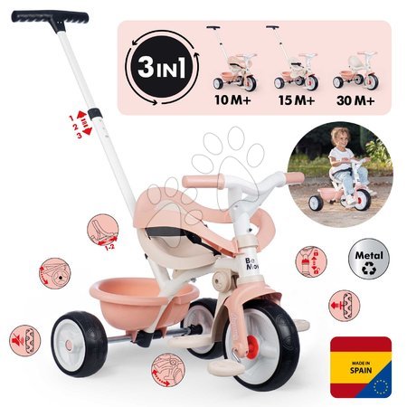 Triciclete - Tricicletă cu funcție de rulare liberă Be Move Comfort Tricycle Pink Smoby_1