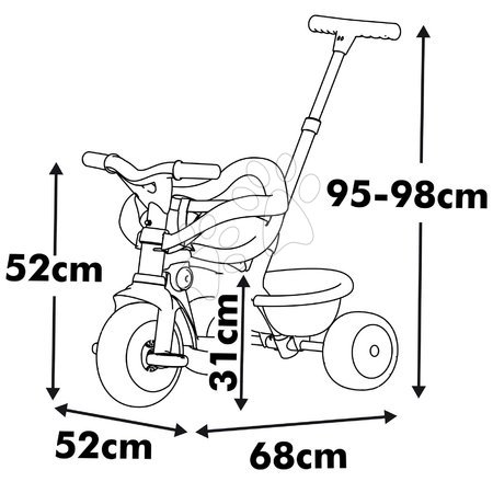 Tricycle à partir de 10 mois - Trotinette avec roue libre Be Move Comfort Tricycle Rose Smoby - 6