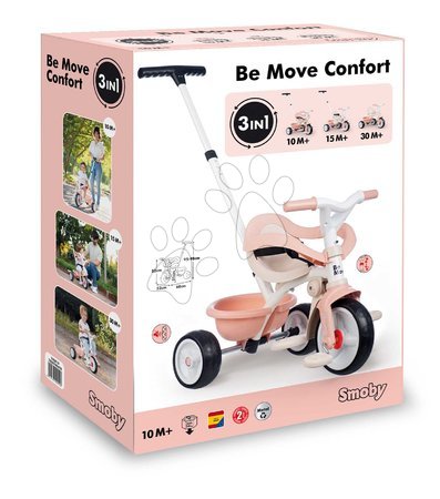 Triciclete de la 10 luni - Tricicletă cu funcție de rulare liberă Be Move Comfort Tricycle Pink Smoby - 7