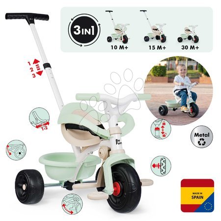 Trikes from 10 months - Trojkolka s voľnobehom Be Fun Comfort Tricycle Smoby - 3