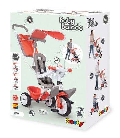 Triciklik 10 hónapos kortól - Tricikli magasított háttámlával Baby Balade Tricycle Red Smoby - 13