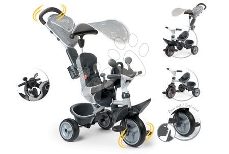 Tricikli od 10. meseca - Tricikel s prevleko DeLuxe Baby Driver Comfort Grey Smoby - 6