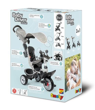 Tricikli od 10. meseca - Tricikel s prevleko DeLuxe Baby Driver Comfort Grey Smoby - 9