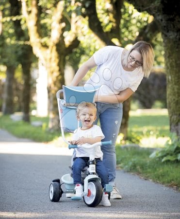 Trikes from 10 months - Tricycle and stroller in one with a high backrest Baby Balade Plus Tricycle Blue Smoby - 12