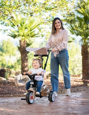 Tricycle à partir de 10 mois - Tricycle et poussette en un avec dossier haut Baby Balade Tricycle Beige Smoby - 7