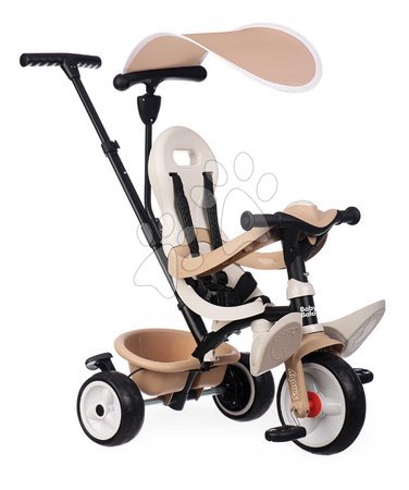 Tricycle à partir de 10 mois - Tricycle et poussette en un avec dossier haut Baby Balade Tricycle Beige Smoby