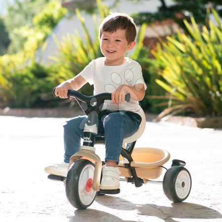 Triciklik 10 hónapos kortól - Tricikli és babakocsi egyben magas háttámasszal Baby Balade Tricycle Beige Smoby - 4