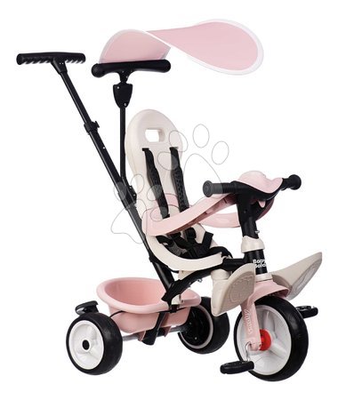 Pour bébés du fabricant Smoby - Trotinette et poussette en un avec un dossier haut Baby Balade Tricycle Pink Smoby