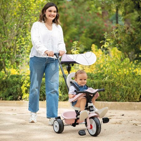 Triciclete - Tricicletă și cărucior 2în1 cu spătar înalt Baby Balade Tricycle Pink Smoby_1