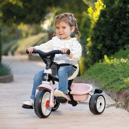 Tricycle à partir de 10 mois - Trotinette et poussette en un avec un dossier haut Baby Balade Tricycle Pink Smoby - 3