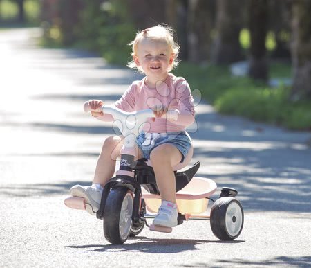 Tricycle à partir de 10 mois - Tricycle et poussette en un avec frein Baby Driver Plus Pink Smoby - 11