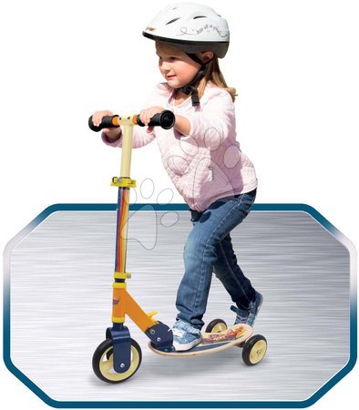 Koloběžky tříkolové - Dřevěná koloběžka tříkolová Cars 3 Wheels Foldable Scooter Smoby - 4