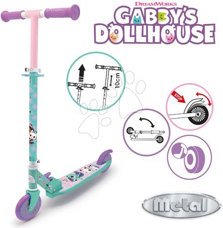 Koloběžky dvoukolové - Koloběžka dvoukolová Gabby 2 Wheels Foldable Scooter Smoby - 2