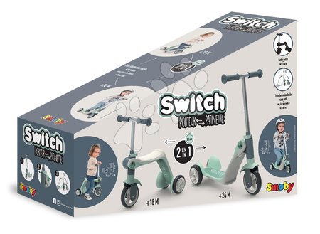 Hulajnogi trójkołowe - Hulajnoga & odpychacz Reversible Switch 2w1 Scooter Smoby - 6