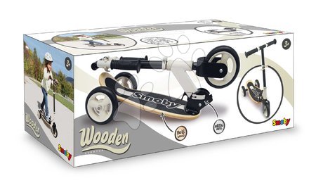 Hulajnogi trójkołowe - Trójkołowa drewniana hulajnoga Wooden 3W Foldable Scooter Black Smoby - 5