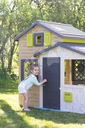 Cabanes avec mur d'escalade - Set de maison des amis avec aire de jeux et toboggan dans des couleurs élégantes Friends House Evo Playhouse Smoby - 19