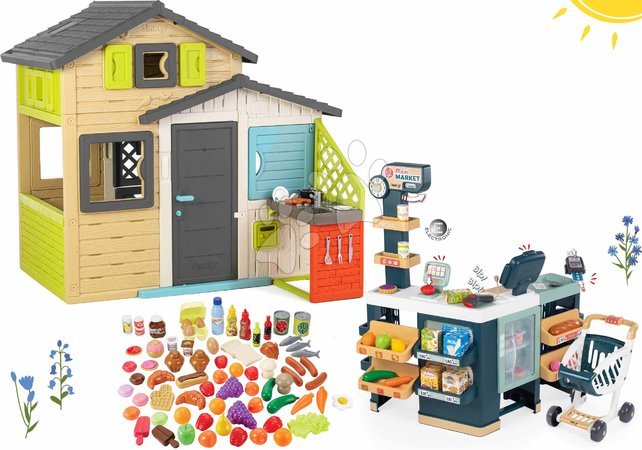 Cabanes et accessoires - Set de maison des amis avec magasin dans des couleurs élégantes Maison des amis Evo Playhouse Smoby