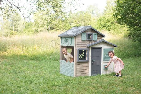 Špeciálne len u nás - Domček Priateľov ekologický s letnou kuchynkou v natur hnedých farbách Friends House Evo Playhouse Green Smoby - 21