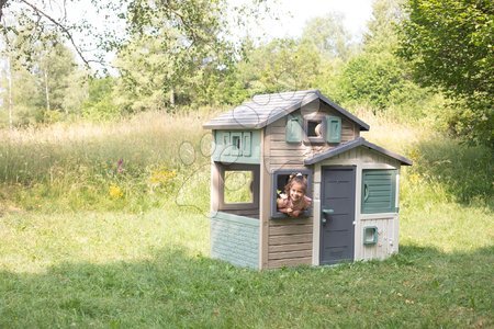 Špeciálne len u nás - Domček Priateľov ekologický s letnou kuchynkou v natur hnedých farbách Friends House Evo Playhouse Green Smoby - 23