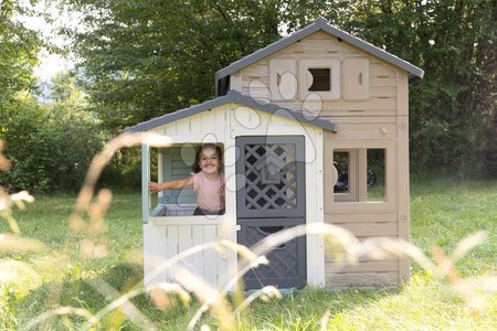 Căsuțe de grădină pentru copii  - Căsuța Prietenilor ecologică cu iluminat în grădină în culori naturale maro Friends House Evo Playhouse Green Smoby - 44