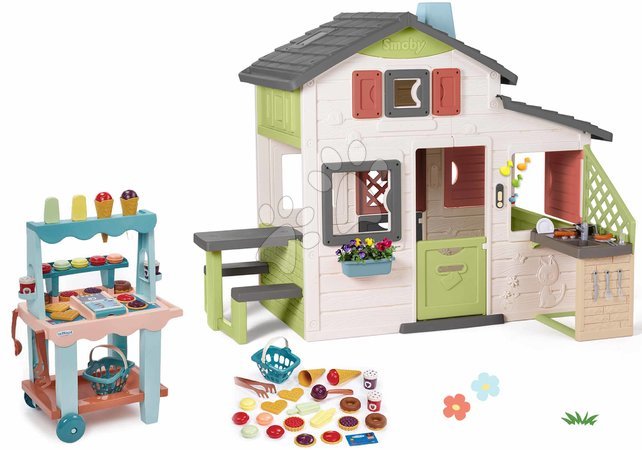 Spielhäuser Sets | Seite 6 - Set Freundehaus und Eiswagen mit Eis und Waffeln Friends House Life Smoby