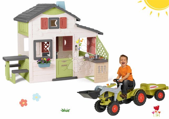 Spielhäuser Sets | Seite 2 - Set Haus der Freunde und Tretauto zum Treten Friends House Life Smoby