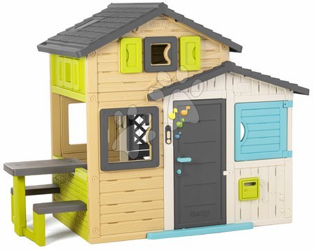 Cabanes pour enfants - Maison des Amis avec table de pique-nique en couleurs naturelles Friends House Evo Playhouse Smoby