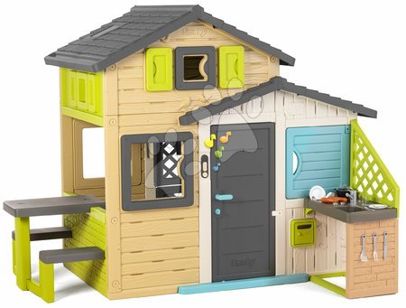  - Maison des Amis avec coin cuisine dans des tons naturels Friends House Evo Playhouse Smoby