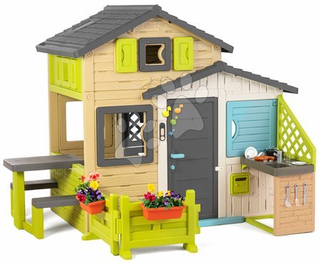 Cabanes pour enfants - Maison des Amis avec un équipement idéal dans des couleurs naturelles Friends House Evo Playhouse Smoby