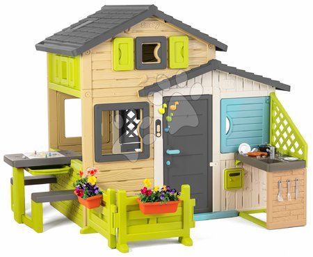 Cabanes pour enfants - Maison des Amis avec des jeux de société dans des couleurs naturelles Friends House Evo Playhouse Smoby