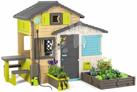 Case per bambini con sabbiera - Domček Priateľov con giardino in colori naturali Friends House Evo Playhouse Smoby