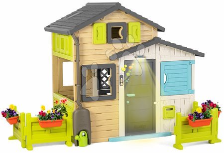 Case set - Casetta degli amici con giardino e illuminazione nei colori naturali Friends House Evo Playhouse Smoby