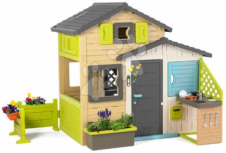 Case set - Casetta degli Amici con giardino delle erbe aromatiche in colori naturali Friends House Evo Playhouse Smoby