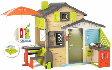 Domki dla dzieci - Domek Przyjaciół z siedziskiem pod parasolem w eleganckich kolorach Friends House Evo Playhouse Smoby - 2