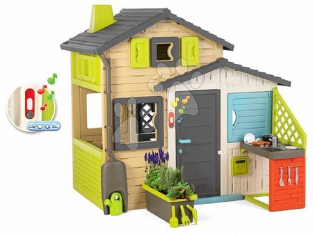 Kleine Spielhäuser für Kinder - Spielhaus der Freunde mit einem Blumentopf neben der Küche in eleganten Farben  Friends House Evo Playhouse Smoby - 6