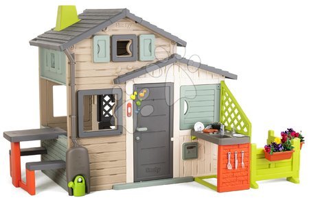 Smoby - Kućica Prijatelja ekološka s vrtićem pored kuhinje u prirodnim bojama Friends House Evo Playhouse Green Smoby