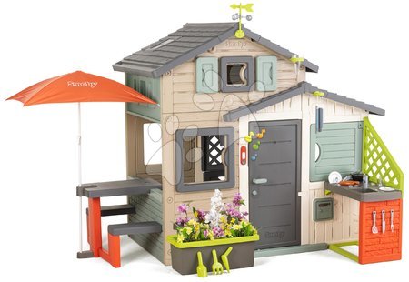 Smoby - Dom prijatelja ekološki sa solarnim panelom za meteorologe u prirodnim bojama Friends House Evo Playhouse Green Smoby